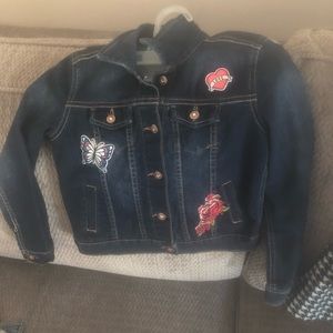 Girls jean jacket with patches size 6/6X
